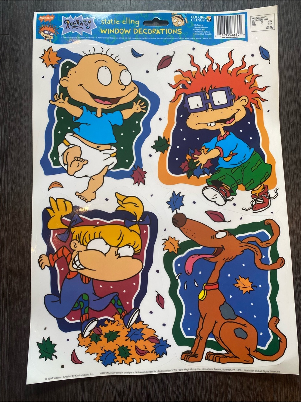 LOT 3 VTG 1998 Rugrats Nickelodeon Fall Halloween Large Window Clings Sheet Y2K - Picture 9 of 11